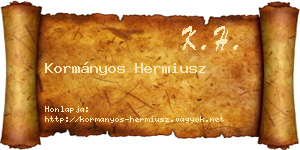Kormányos Hermiusz névjegykártya